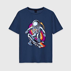 Женская футболка оверсайз Космонавт с ракетой