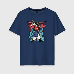 Женская футболка оверсайз Девушка - самурай