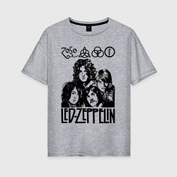 Футболка оверсайз женская Led Zeppelin Black, цвет: меланж