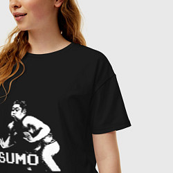 Футболка оверсайз женская Sumo pixel art, цвет: черный — фото 2