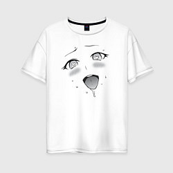 Женская футболка оверсайз Ахегао сердечки