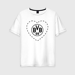Футболка оверсайз женская Лого Borussia в сердечке, цвет: белый