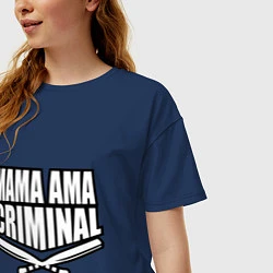 Футболка оверсайз женская Mama ama criminal, цвет: тёмно-синий — фото 2