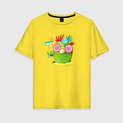 Женская футболка оверсайз Кактус с коктейлем