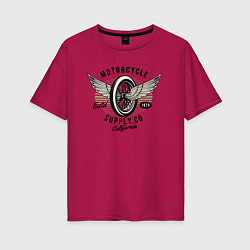 Женская футболка оверсайз Мото колесо с крыльями