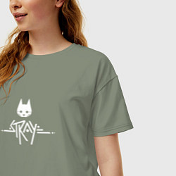 Футболка оверсайз женская Stray ровный логотип, цвет: авокадо — фото 2