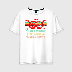 Женская футболка оверсайз Shreddin The Gnar since 1987 Skiing