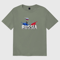 Футболка оверсайз женская Russia объемный текст, цвет: авокадо