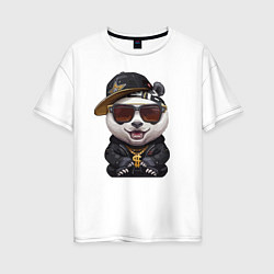 Женская футболка оверсайз Крутой панда в тёмных очках