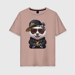 Женская футболка оверсайз Крутой панда в тёмных очках