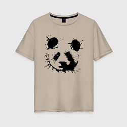 Женская футболка оверсайз Прикольный панда - клякса