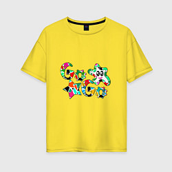 Женская футболка оверсайз Go-Go Аппликация разноцветные буквы
