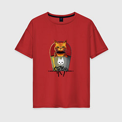 Футболка оверсайз женская Stray - Cat, цвет: красный