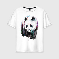 Женская футболка оверсайз Панда - акварель