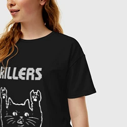 Футболка оверсайз женская The Killers рок кот, цвет: черный — фото 2