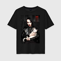 Женская футболка оверсайз Marilyn Manson and cat