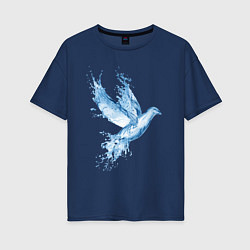 Женская футболка оверсайз Птица из воды - иллюзия