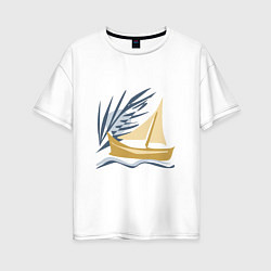 Женская футболка оверсайз Парусник в океане