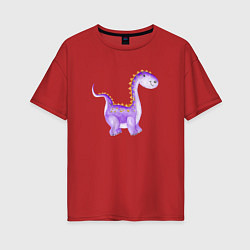 Женская футболка оверсайз Фиолетовый динозаврик