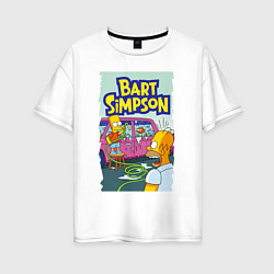 Женская футболка оверсайз Барт Симпсон устроил из автомобиля аквариум
