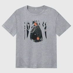 Футболка оверсайз женская Оранжевая луна и песни под гитару, цвет: меланж