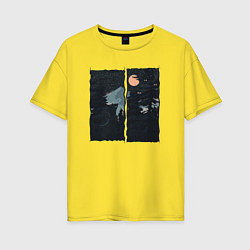 Женская футболка оверсайз Оранжевая луна и ночные путешествия