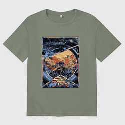 Футболка оверсайз женская Звездный десант в квадрате, цвет: авокадо