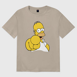 Футболка оверсайз женская Гомер Симпсон указывает пальцем, цвет: миндальный