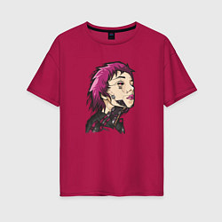 Женская футболка оверсайз Портрет девушки-кибера