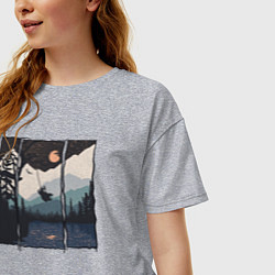 Футболка оверсайз женская Оранжевая луна и тарзанка, цвет: меланж — фото 2