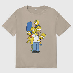 Футболка оверсайз женская Прикольная семейка Симпсонов, цвет: миндальный