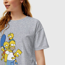 Футболка оверсайз женская Прикольная семейка Симпсонов, цвет: меланж — фото 2