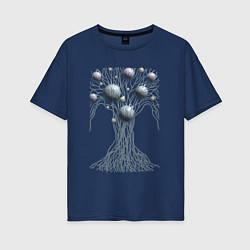 Женская футболка оверсайз Абстрактное дерево со сферами