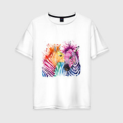 Футболка оверсайз женская Zebras, цвет: белый