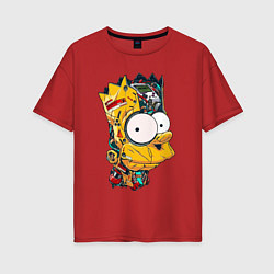 Женская футболка оверсайз Cyber-Bart - Simpsons family