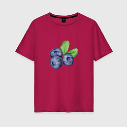 Женская футболка оверсайз Три ежевики с листьями