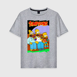 Женская футболка оверсайз Симпсоны мужики пялятся в ящик
