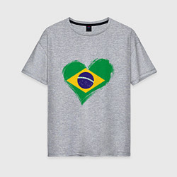 Женская футболка оверсайз Сердце - Бразилия