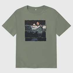 Футболка оверсайз женская Внедорожник и медведь, цвет: авокадо