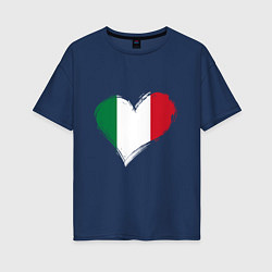 Футболка оверсайз женская Сердце - Италия, цвет: тёмно-синий