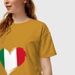 Футболка оверсайз женская Сердце - Италия, цвет: горчичный — фото 2