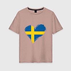 Женская футболка оверсайз Сердце - Швеция
