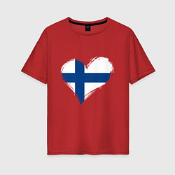 Футболка оверсайз женская Сердце - Финляндия, цвет: красный