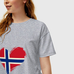 Футболка оверсайз женская Сердце - Норвегия, цвет: меланж — фото 2