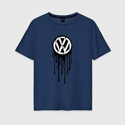 Футболка оверсайз женская Volkswagen - art logo, цвет: тёмно-синий