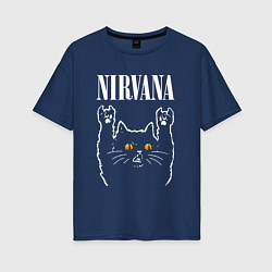Женская футболка оверсайз Nirvana rock cat