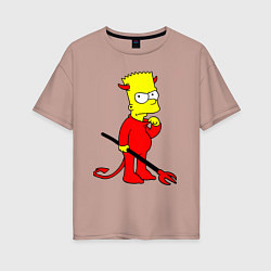Футболка оверсайз женская Bart Simpson - devil, цвет: пыльно-розовый