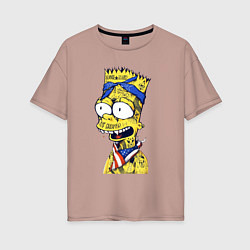 Женская футболка оверсайз Барт Симпсон в татуировках - Hype