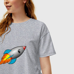 Футболка оверсайз женская Ракета летит в небе, цвет: меланж — фото 2
