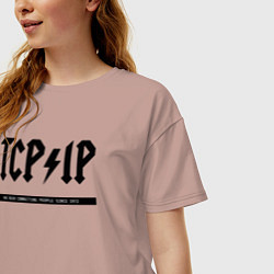 Футболка оверсайз женская TCPIP Connecting people since 1972, цвет: пыльно-розовый — фото 2